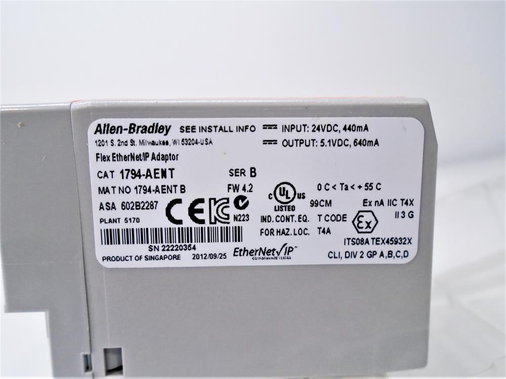 Allen Bradley Flex Ethernet/IP Adaptor Series B, #1794-AENT